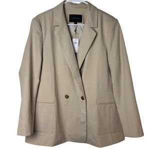 Banana Republic Blazer Women 16 Beige Tan Double Breasted Professional NEW $180